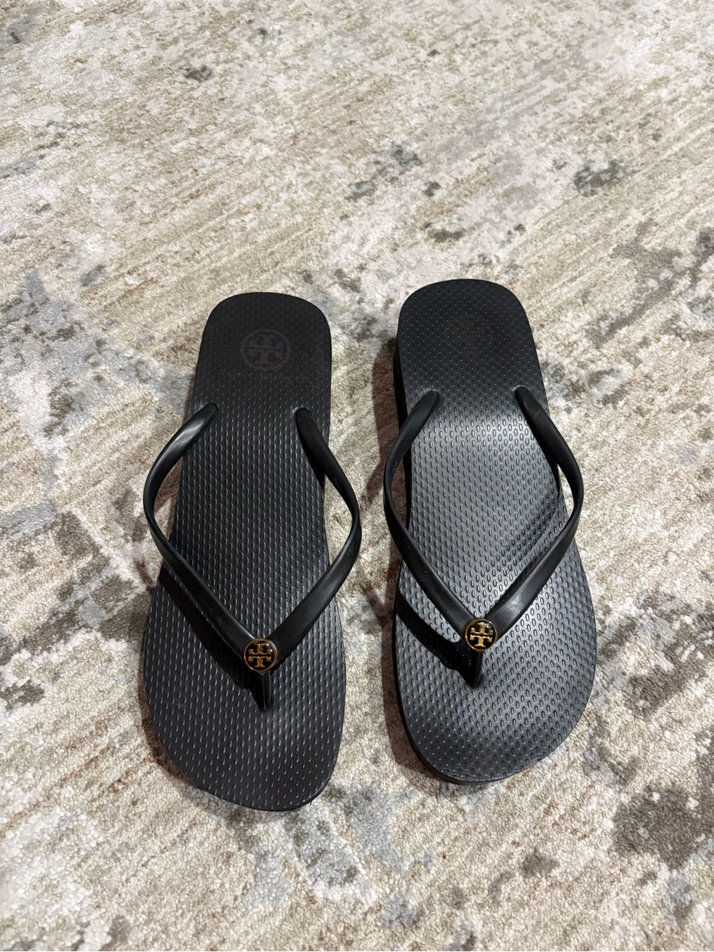 Tory Burch Black Logo Flip Flop Sandals
